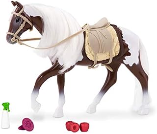 Lori Dolls  Toy Horse  White & Brown Horse Mini Doll  Animal & Accessories  Pinto Horse  Play Set for Kids  3 Years +