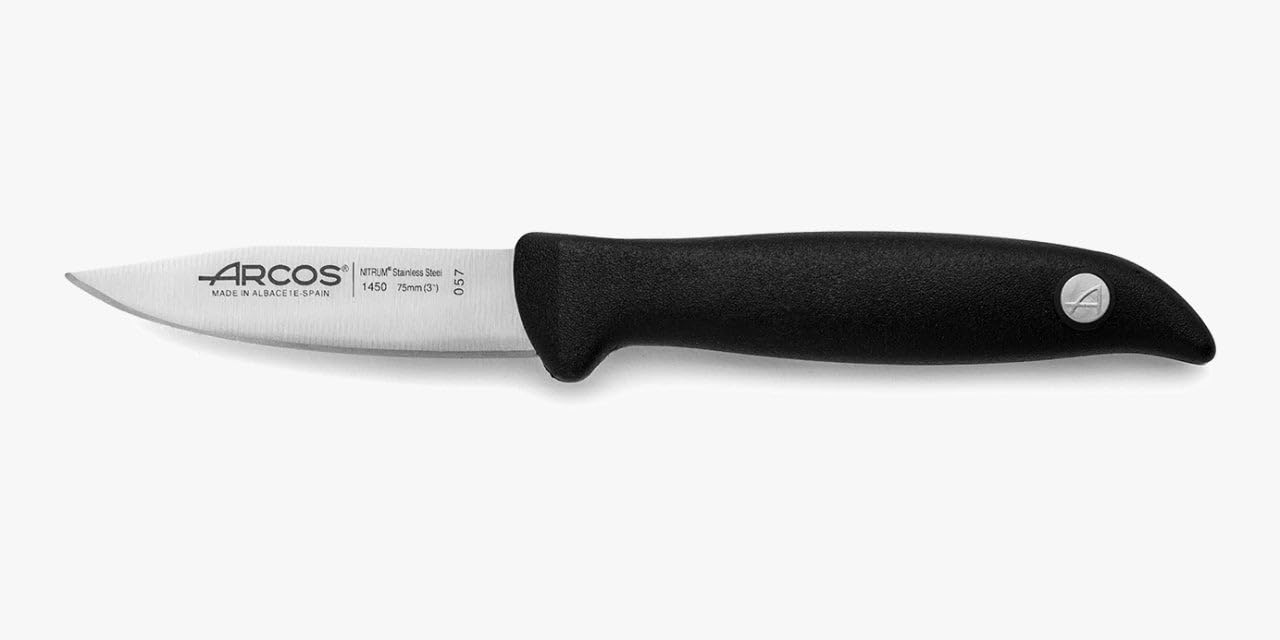 Arcos Schälmesser aus Edelstahl 80 mm - Professionelles Küchenmesser zum Schälen von Obst und Gemüse, Ergonomischer Griff aus Polypropylen - Schwarz, Serie Menorca