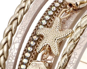 Women's Shell Star Multilayer Gold Leather Bracelet Infinity Gift Cuff Bangle Boho Wrap Bracelets with Clasp Bohemian for Women - Image 5