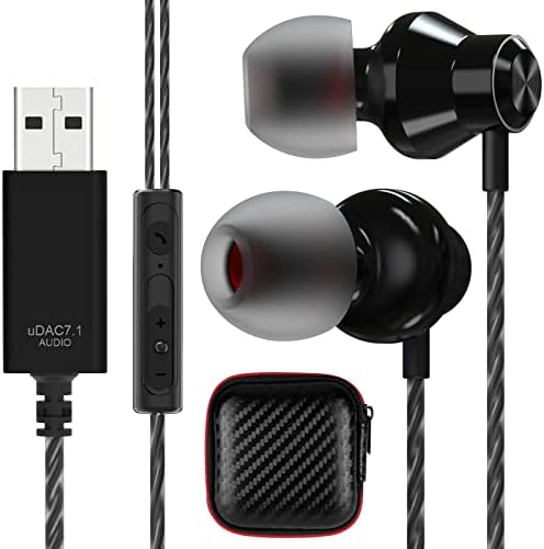 USB Computer Earphones with Mic, ACAGET Wired Earbud USB A Headphone In Ear, 2.5m Noise Cancelling USB Earphone Stereo Computer Headphone Suitable for PC PS4/5 Laptop Desktop Computer Game Live Stream