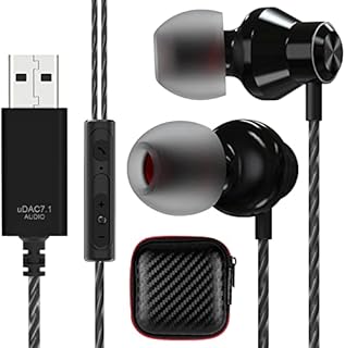 USB Computer Earphones with Mic, ACAGET Wired Earbud USB A Headphone In Ear, 2.5m Noise Cancelling USB Earphone Stereo Computer Headphone Suitable for PC PS4/5 Laptop Desktop Computer Game Live Stream