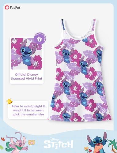 Image of Disney Stitch Princess Frozen Elsa Minnie Mouse Girls Tank Dress Sleeveless A-Line Sundress Summer Beach Clothes 2-9 Years
