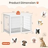 MAHANCRIS Hundekäfig Möbel, 80 cm Hundebox mit Kissen, 2 Tür, Doppeltür, Holzwerkstoff, für Kleine/Mittelgroße/Große Hunde, 80 x 55 x 65 cm, Hundekäfig für Zuhause, Weiß ADCBW0701