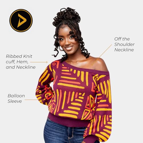 Image of D'IYANU | Hiba African Pattern Ankara Women's Sweater | Traditional Culture with Long Sleeves