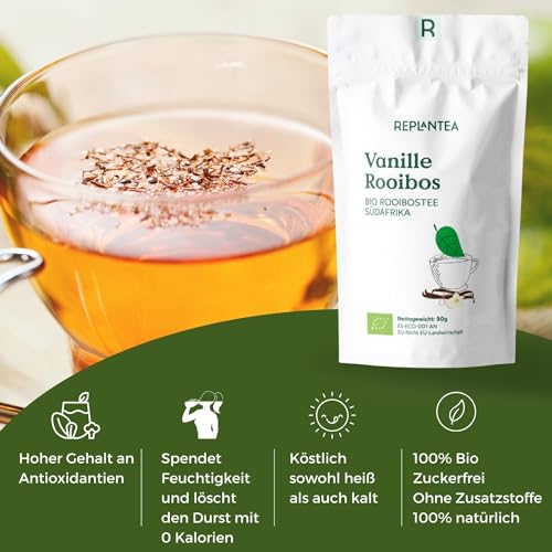 Rooibos Vanille BIO 90g (45 Tassen) | Rooibos Tee Vanille REPLANTEA