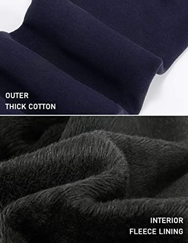 Kiench Girls' Fleece Lined Leggings Winter Cotton Thick Stretchy Pants 2-Pack2