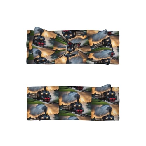 Steam Train Pattern Baby Bow Headband Super Stretchy Soft Bows Hair Accessories for Newborn Infants Toddlers Kids Girls2
