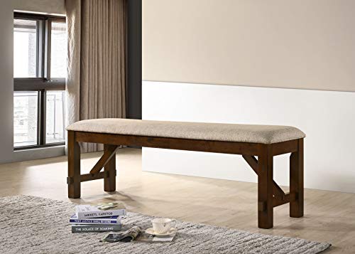 Roundhill Furniture Karven Solid Wood Dining Bench, Brown #TOP1