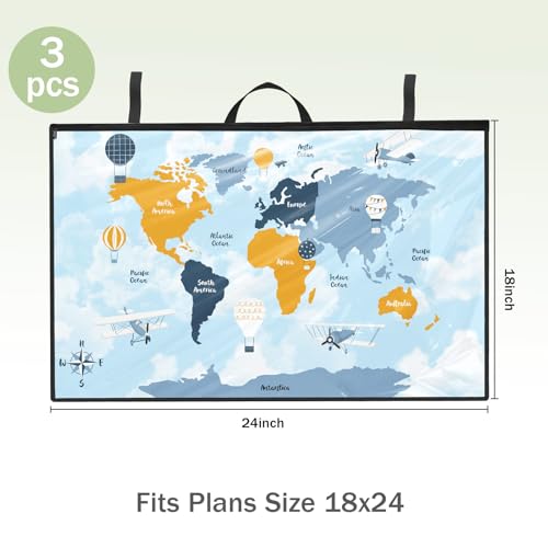 Image of Tanlade 3 Pcs Blueprint Holder Foldable Waterproof Plans Shield Waterproof Map Case Construction Plan Holder Art Portfolio Bag for Document Blueprint Map Poster Painting (18 x 24 Inch)
