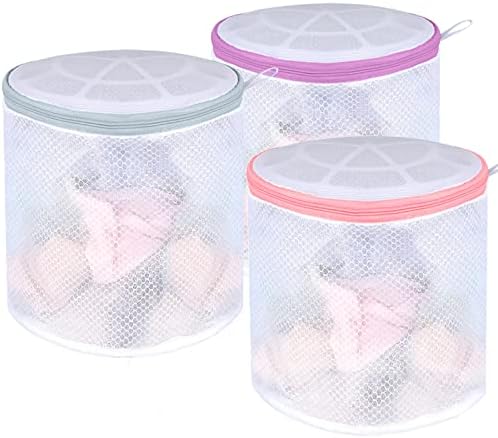 Bra Laundry Bag for Washing Machine, Liwilong Bra Bags for Laundry, Bra Washer, Sock Bag for Washing Machine, Underwear Washing Bag, Bra Washer Protector, Mesh Laundry Bag (7X7inches, 3 Set)
