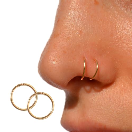 Cool Moms Closet 14k Gold Nose Hoop (14k yellow gold 8 mm - 1 pair)