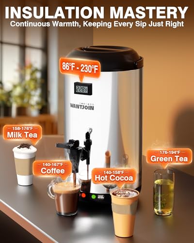 Image of WantJoin Electric Heating Beverage Dispenser-75 Cup Hot&Cold water Urn for Catering-Stainless Steel Premium 12 L /3.2 Gallon Hot Drink Dispenser with Spigot for Coffee & Hot tea,Cold Milk,Juice(Silver)