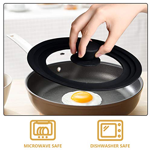 Pot Lid Akamino Universal Lids for Pots, Pans and Skillets Tempered Glass Heat Resistant Silicone Rim fits 6,7,8 Inch Cookware Replacement Lids (Black)