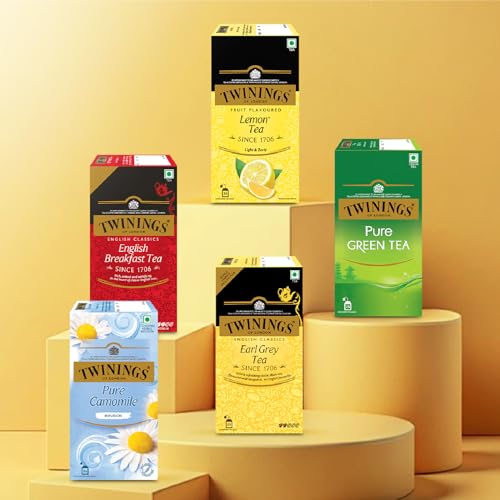 Image of Twinings Lemon Tea, 25 Teabags, Premium Black Tea With Lemon, English Classic Taste, Light Strength, Bright And Zesty Flavour, 50 grams, Pack of 1