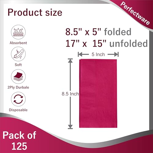 Perfectware 2 Ply Burgundy Dinner Napkins - 2 Ply Dinner Burgundy -125 Count (Pack of 1)