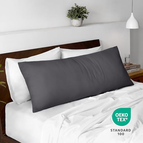 Image of Bare Home Microfiber Body Pillow Cover - Ultra Soft - Cooling Pillowcase - Double Brushed - Pillowcase with Zipper Closure - Easy Care (21''x54'' Body Pillow Cover, Forged Iron Grey)