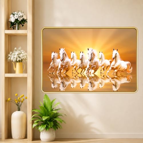 Image of 7 Running Horses Vastu Photo Frame, 16x24 Inch