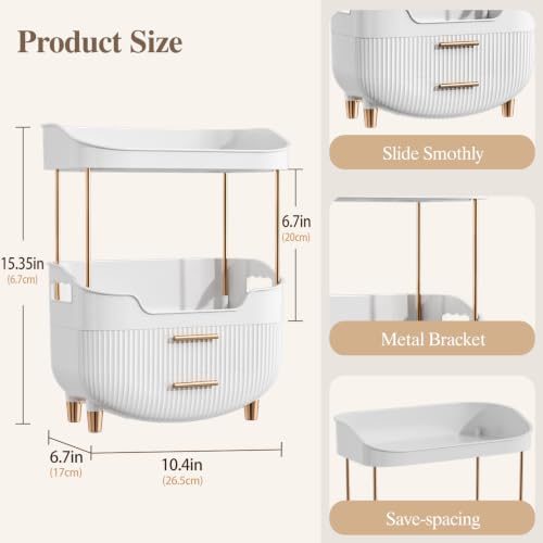 Image of caktraie 4-Tier Makeup Organizer Bathroom Countertop Storage White