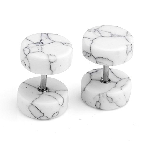 Zysta Women Mens Earring Studs Set Natural Wood Stone Stainless Steel 16G Piercing Fake Ear Gauge Tunnel Plugs Barbell Screw Stud #TOP4