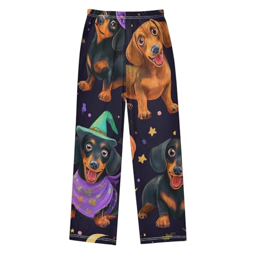 Dachshund Halloween Pumpkin Boys Long Pants Soft Trousers Elastic Waist Kids Lounge Bottoms with Pockets S-XL2