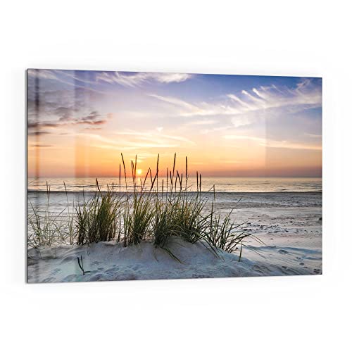 DEQORI Küchenrückwand Glas | Motiv Sonnenuntergang am Strand | 60x40 cm | Bad- oder Herd-Rückwand | Herdblende Spritzschutz für Küche & Badezimmer | moderne Deko für Fliesenspiegel