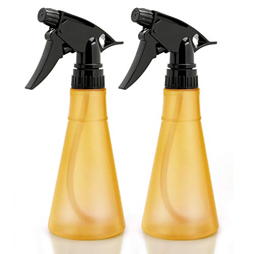 2 Pack Empty Adjustable Mister, Suream 10.6oz/300ml Yellow Mist Stream Mode Bottles with Trigger for Hair, Refillable Plastic Water Sprayer for Haircutting, Planting, Gardening, Ironing and Cleaning