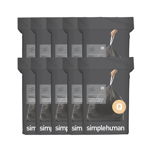 Image of simplehuman Code Q 200 Count, Genuine Odorsorb Custom Fit Liners, Drawstring Odor Absorbing Trash Bags in Dispenser Packs, 50-65 Liter / 13-17 Gallon