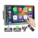 MINYE [Wireless] Double Din Car Stereo with Wireless Apple CarPlay and Android Auto, 7 Inch LCD Touchscreen RDS FM/AM Vehicle Radio Type-C Phone Charge...
