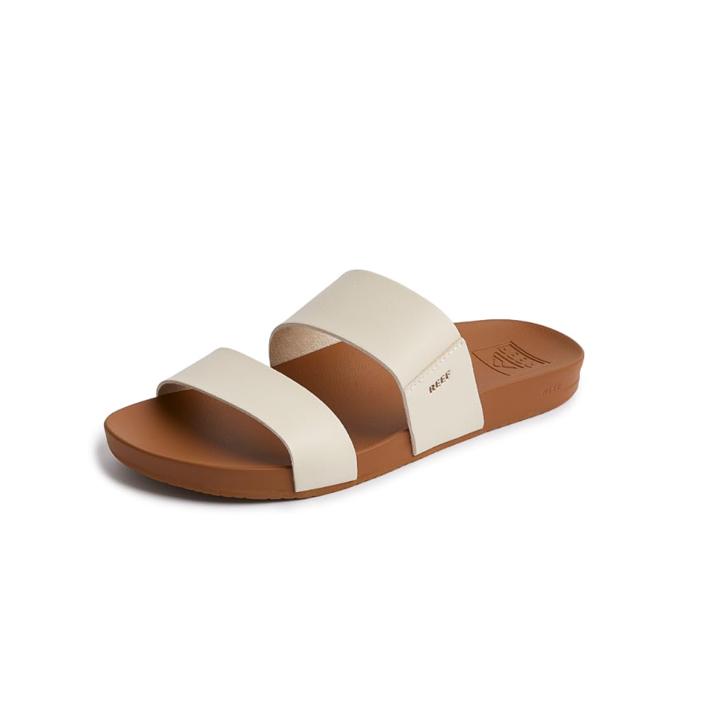 REEF Cushion Vista Womens Fashion Slide Sandal Vegan Leather Strap Ultra Soft Cushion Footbed