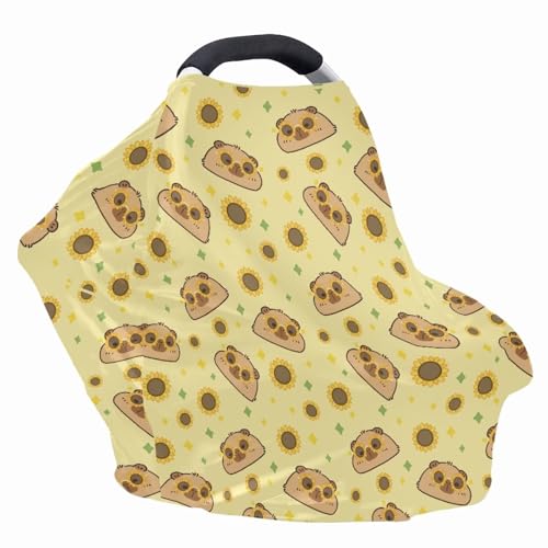 Image of Capybara Nursing Cover Breastfeeding Scarf Multi Use Infant Stroller Canopy for Family Friedns, Lightweight Nursing Cover Up for Breastfeeding