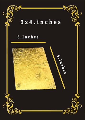Image of UGLS 24k Edible Gold Leaf Sheets 05 pcs - 3x4.inches for Sweets (Mithai) Decoration, Cakes Decoration, Worshipper (Pooja), Jain Temple, Face Facial Spa & Many More Benefits.