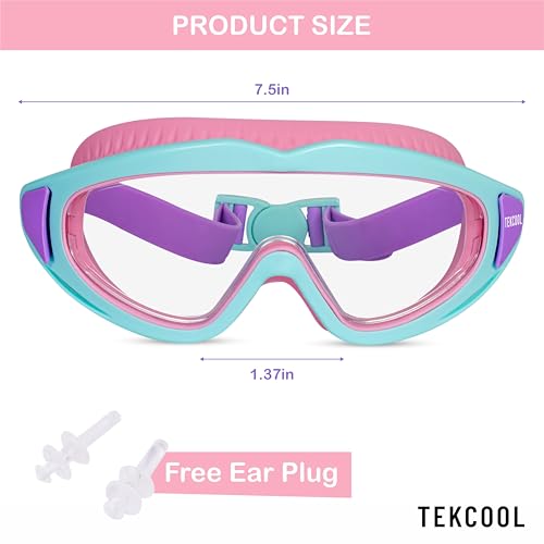 Image of TEKCOOL Swimming Goggles for Kids Big Frame Leakproof Swimming Goggles for Children Kids Swim Goggles with Anti Fog and UV Protection for Boys Girls for Age 2-16 (Pink)'