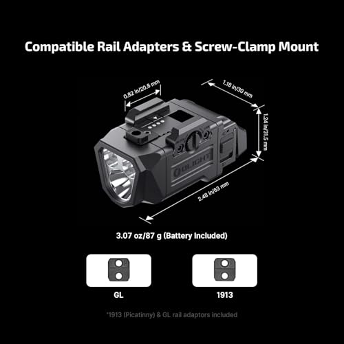 Image of OLIGHT PL X Tactical Flashlight Rechargeable USB-C Dual Beams Strobe Combo 22,500 Candelas Spotlight and 1,200 Lumens Floodlight Adjustable & Reversible Lugs, for 1913 / GL Rail Mount (Matte Black)