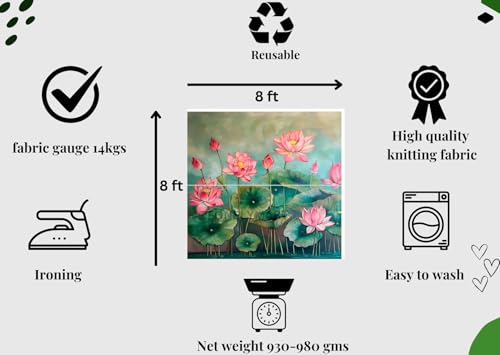 Image of Backdrop for Wedding Decorations | Pooja Backdrop Cloth| Traditional Backdrop Decoration Cloth Multi Colour Pink Lotus Four flowers8 8 feet ugadi backdrops| Backdrop for Pooja