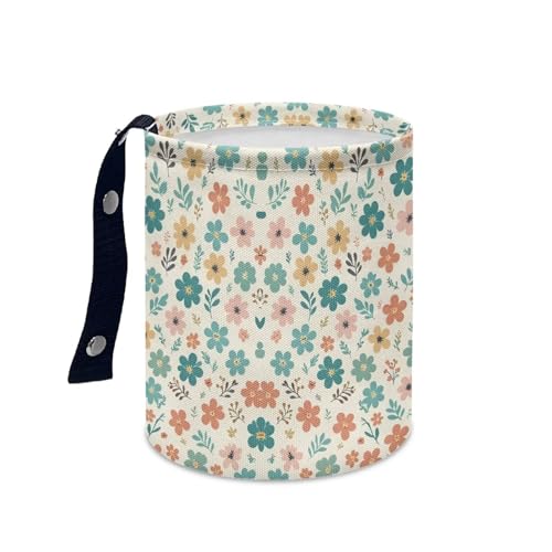 Image of Flowers Car Rubbish Bin Holder Multipurpose Front Seat Back Seat Garbage Container Bag Kitchen Hanging Foldable Rubbish Bin Fashion Vehicle Organization Bin