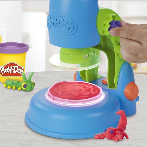Play-Doh Mon Petit Microscope, pâte a Modeler, Activité Manuelle pour Noël, 9 Accessoires et 5 Couleurs, dès 3 Ans