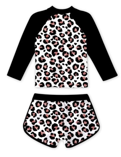 Image of TUONROAD Girls 2 Pieces Rash Guard Swimsuit Long Sleeve Tankini for 4-10 Years