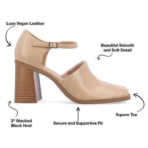 Journee Collection Faux Leather Block Heel Loafers with Square Toe and Buckle Closure2