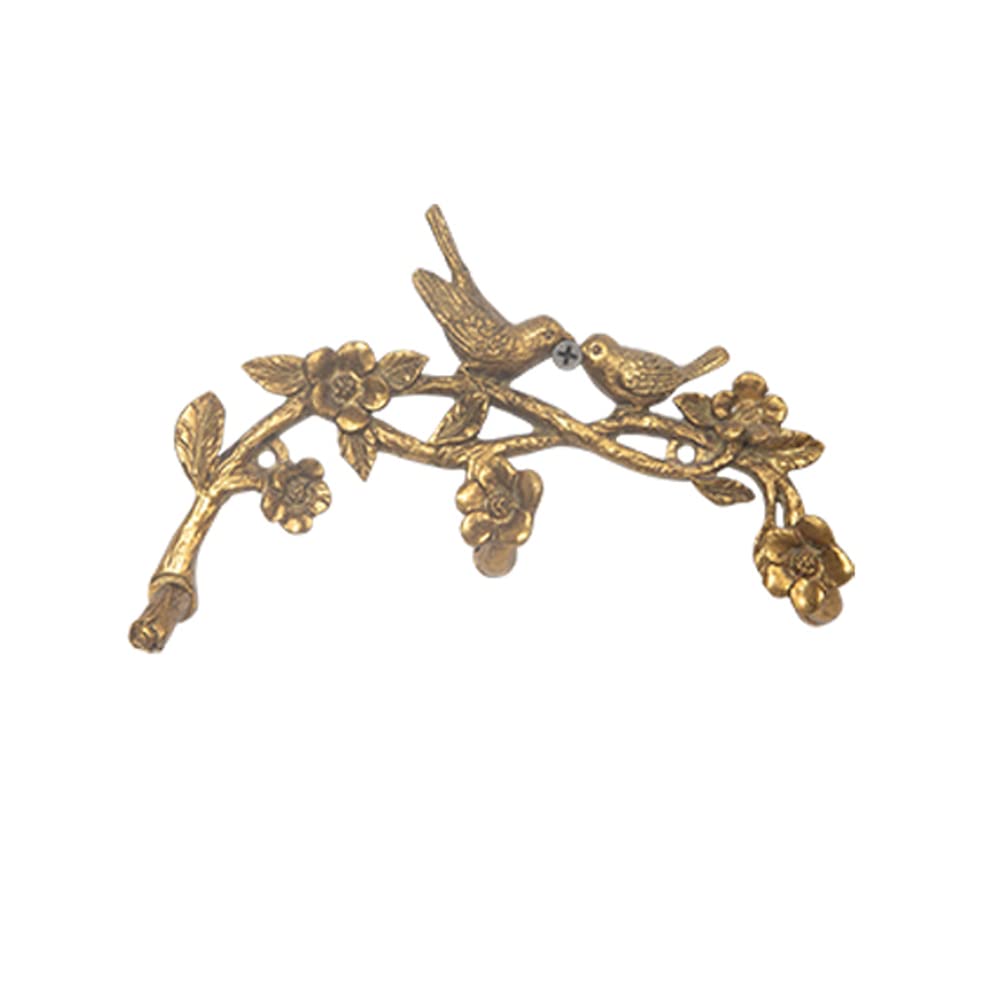 BOOMLATU Vintage Bird On Branch with Flowers and Leaves Decorative Wall Hooks Hanger Rack,Alloy Wall Rack for Coats,Hats,Keys,Towels,Clothes (3 Hooks)