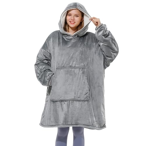 Winthome Oversized Blanket Hoodie with Sherpa Lining Soft & Warm for Men Women Adults Teens
