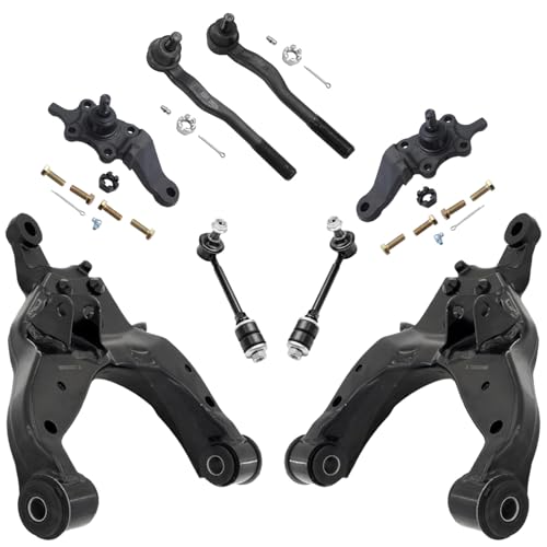Image of Detroit Axle - Front End Control Arms Kit for Toyota 1996-2002 4Runner 2 Lower Control Arms Assembly 2 Outer Tie Rod Ends 2 Sway Bars 2 Lower Ball Joints 1997 19998 1999 2000 2001 Replacement