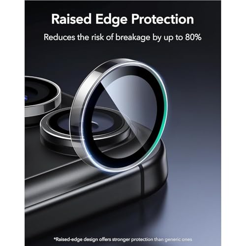 Image of FabeKee Tempered Glass Camera Lens Protector For 9H Hardness, Full Coverage Anti Scratch Camera Metal Ring (Edge 70 /blue)