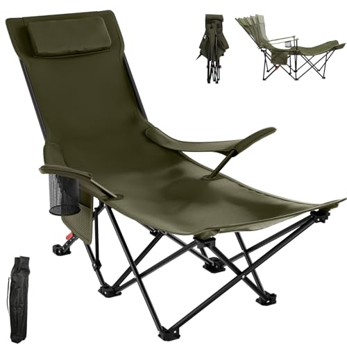 Cozykimo Chaise de camping pliable avec repose-pieds - Légère - Dossier réglable en 4 positions...