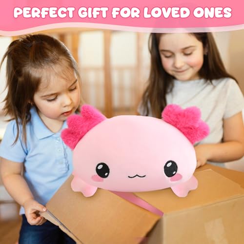 Xfrog Weighted Axolotl Plush, Großes Stofftier Gegen Ängste, Rosa Axolotl-Stoffspielzeug, Süße Umarmungs-Wurfkissenpuppe Für Jungen, Mädchen, Freundinnen, 35CM