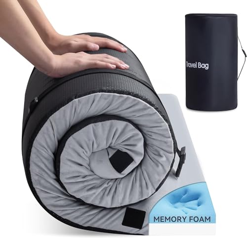 Stoolworkman Memory Foam Camping Mattress Portable Sleeping Mat Roll up Mattress Pad with Travel Bag, for Car Camping [79