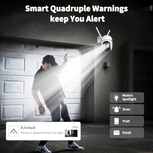 Image of 2K Home Security Camera Outdoor,360 Pan Tilt 2.4G /5G Home Surveillance Camera,WiFi Outdoor Security Cameras With Color Night Vision,Human Detection and Tracking,24 /7 Recording,Cloud & SD Card Storage