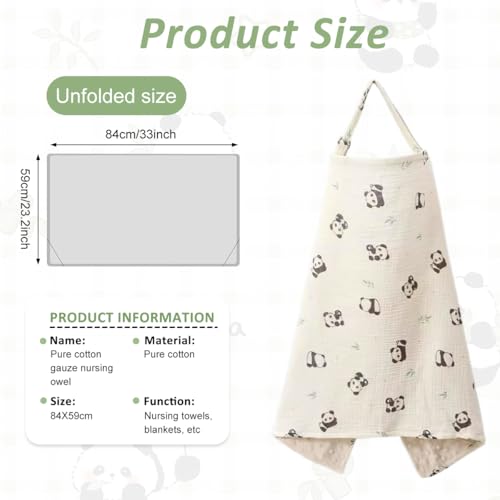 Image of SNOWIE SOFT Cotton Muslin Nursing Cover, Breathable Lightweight Cotton Privacy Coverage for Breastfeeding, Breathable Lightweight Baby Feeding Cover for Travel, Outdoor Use 84x59CM