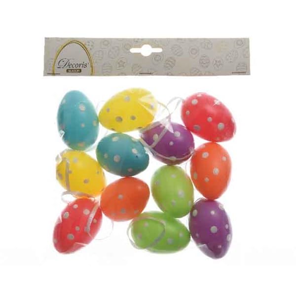 Auejacky 24 Uova Di Pasqua Colorate In Plastica Con Appendino - Decorazioni Pasquali 6x4 Cm, Multicolore - 4