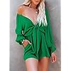 AlvaQ-Rompers-for-Women-Dressy-Spring-Summer-Tie-Knot-Front-Sexy-V-Neck-Jumpsuits AlvaQ Jumpsuits for Women Plus Size Spring Summer Tie Knot Front Sexy V Neck Brunch Outfits Date Night Outfit Green Romper Jumper Dress for Women Green Small