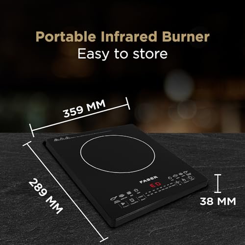 Image of Faber Remo 1800W Induction Stove | 8 Auto-Cook Functions, Auto Pan Detection, Preset Timer, Overheat Protection | Shock-Proof Body, Black Crystal Glass, Soft-Touch Control, LED Display